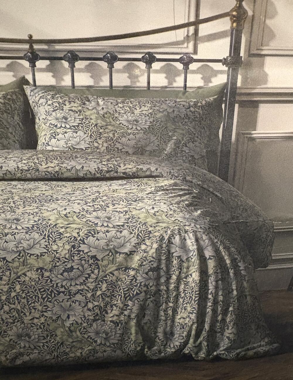 William Morris Chrysanthemum Sea Blue Green King Duvet Cover Set Cotton Sateen